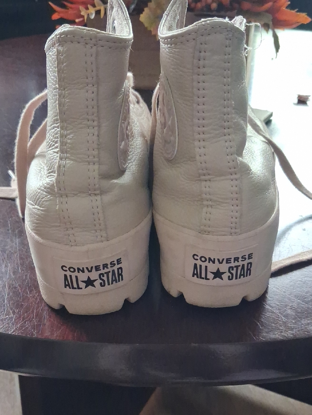 Converse Pale Pink Leather High-Top Platform Sneakers